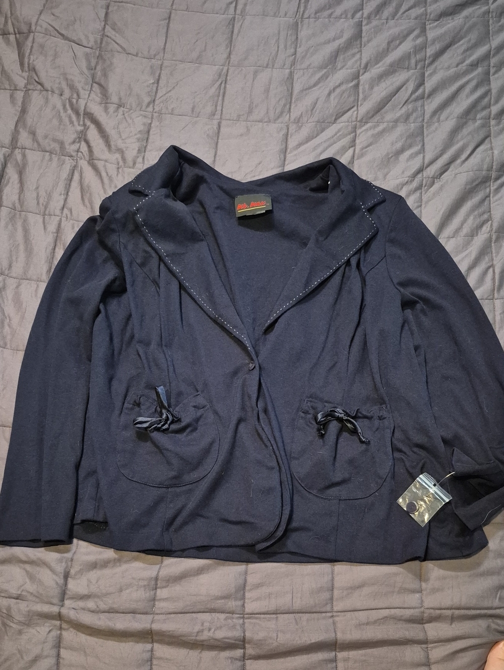 Navy Women's Knit Blazer Jacket - Unbranded